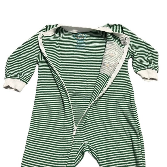Sara's Prints by Widgeon Kids 18m Green Striped Santa Appliqué Pajamas - Picture 3 of 6